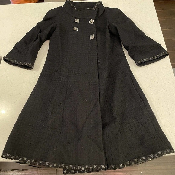 Chanel Black Wool Jacket With Black Silk Lining Size 34